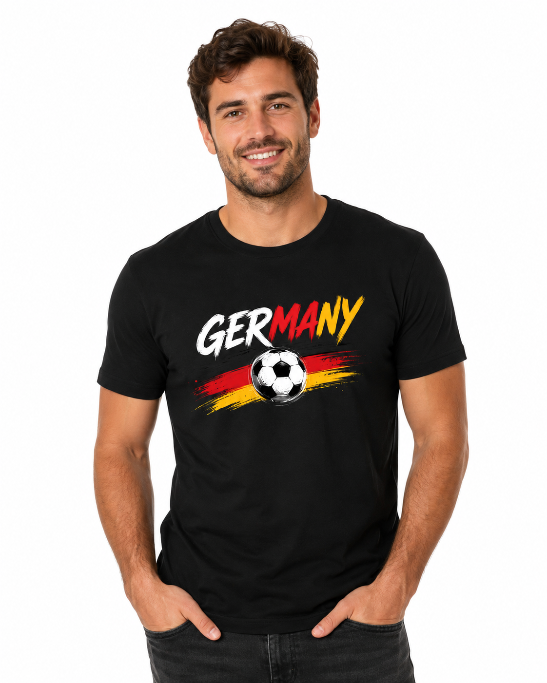 Germany T-Shirt Unisex – Fußball Fan-Shirt mit Frontprint in Schwarz-Rot-Gold