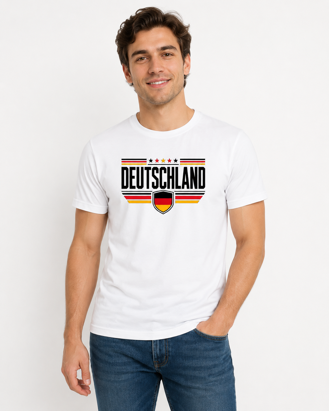 Deutschland T-Shirt Unisex – Fan-Shirt mit Frontprint und Deutschlandfarben