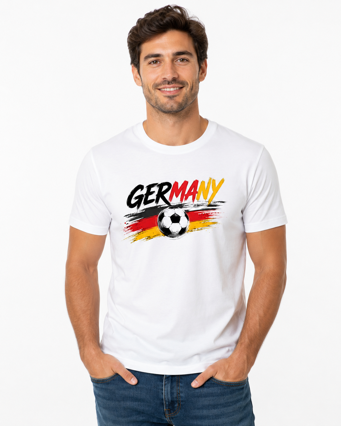 Germany T-Shirt Unisex – Fußball Fan-Shirt mit Frontprint in Schwarz-Rot-Gold