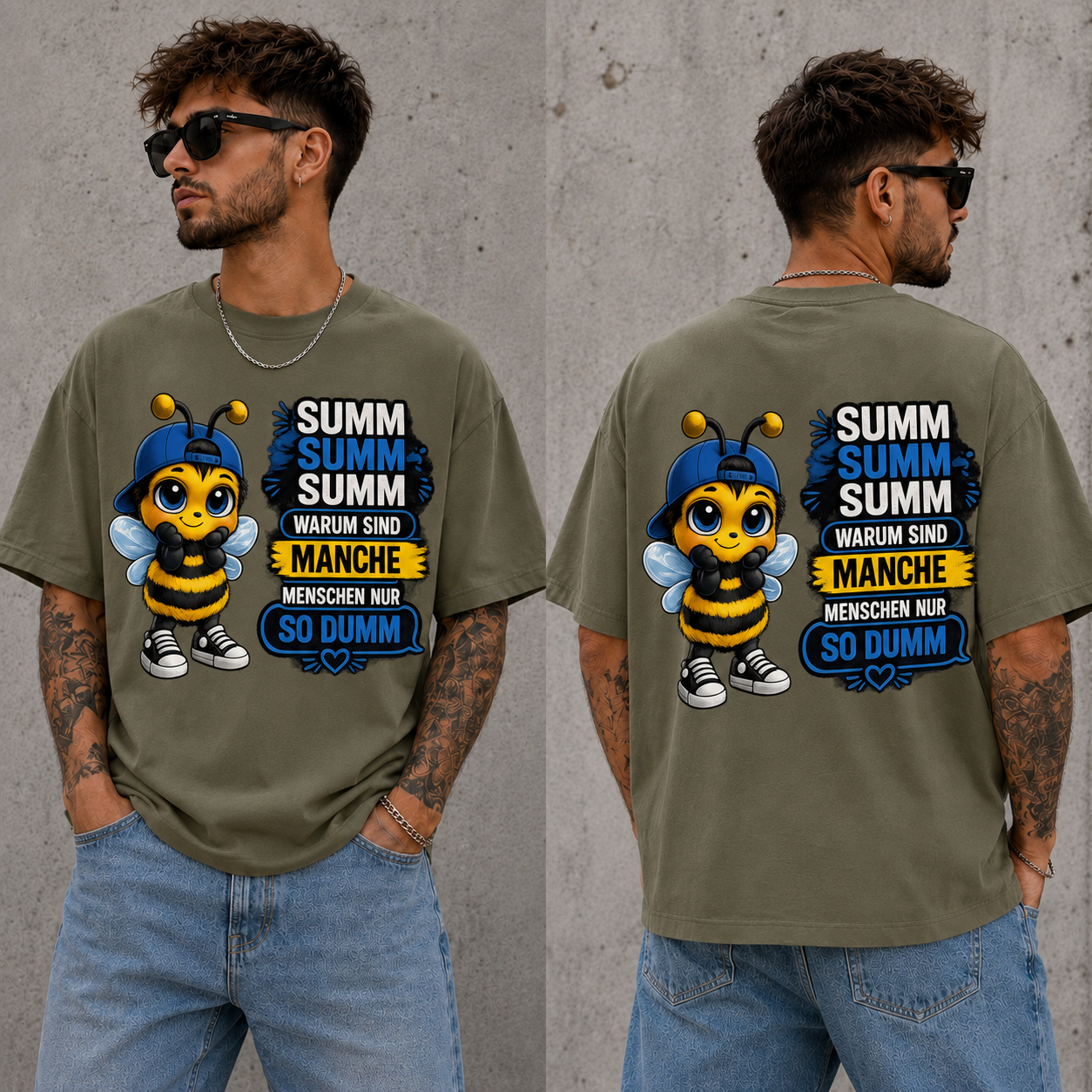 Statement Biene Dumm T-Shirt Shirt Frontprint & Backprint | Unisex