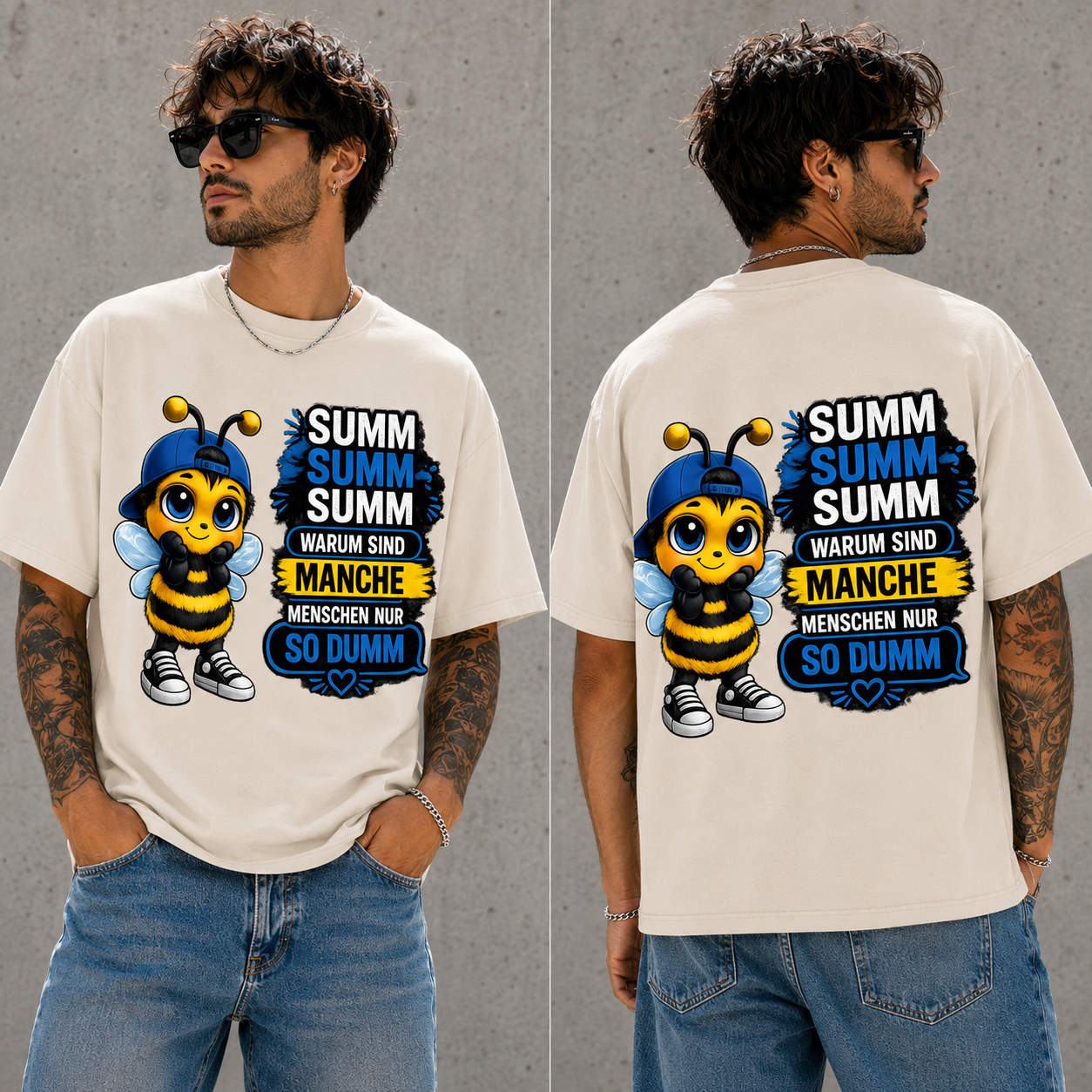 Statement Biene Dumm T-Shirt Shirt Frontprint & Backprint | Unisex