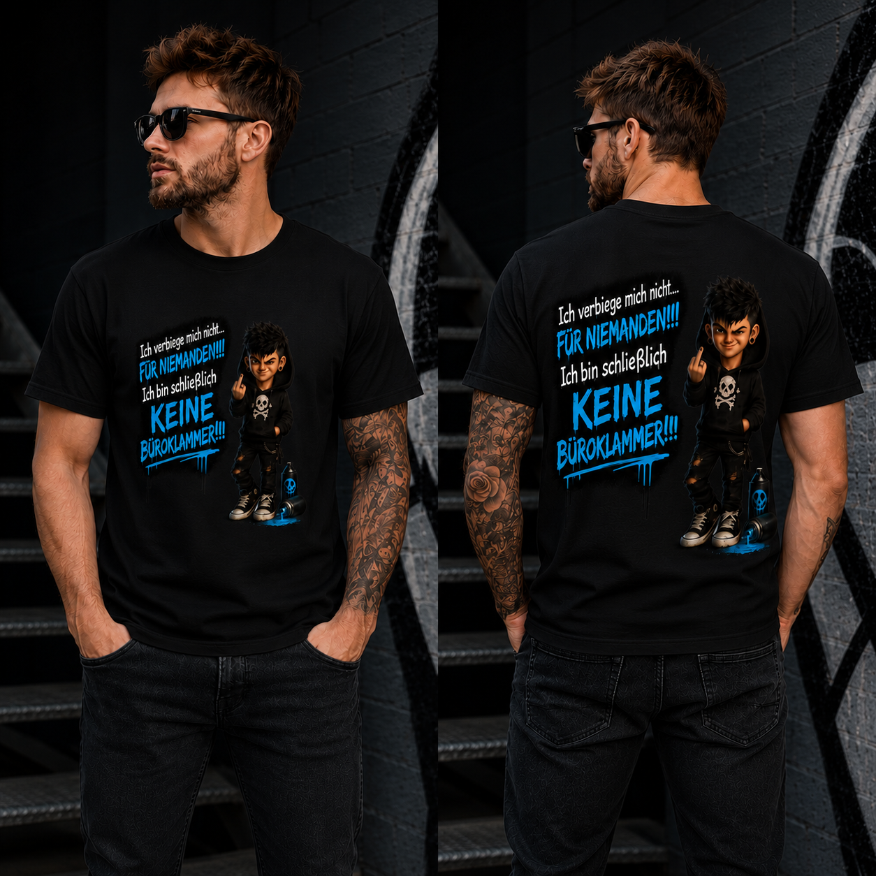 Statement T-Shirt Ich verbiege mich nicht... männlich  Frontprint & Backprint Unisex