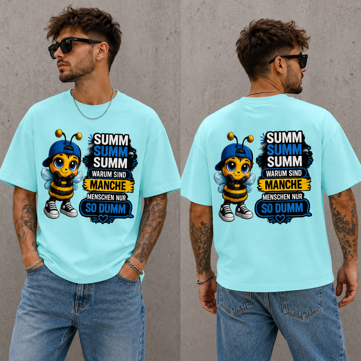 Statement Biene Dumm T-Shirt Shirt Frontprint & Backprint | Unisex