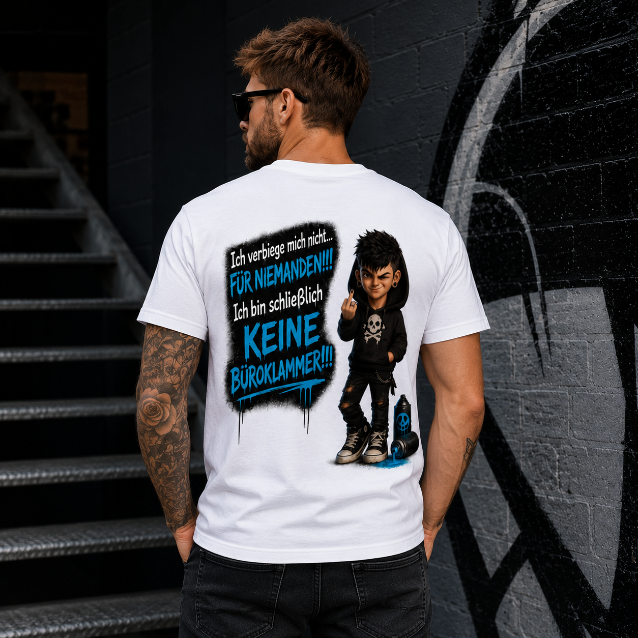 Statement T-Shirt Ich verbiege mich nicht... männlich  Frontprint & Backprint Unisex