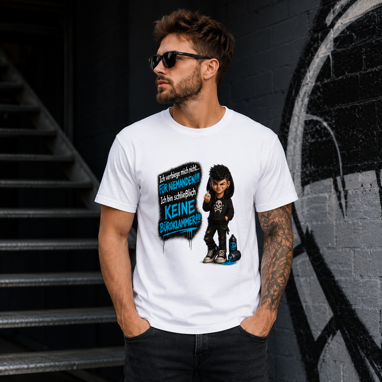 Statement T-Shirt Ich verbiege mich nicht... männlich  Frontprint & Backprint Unisex