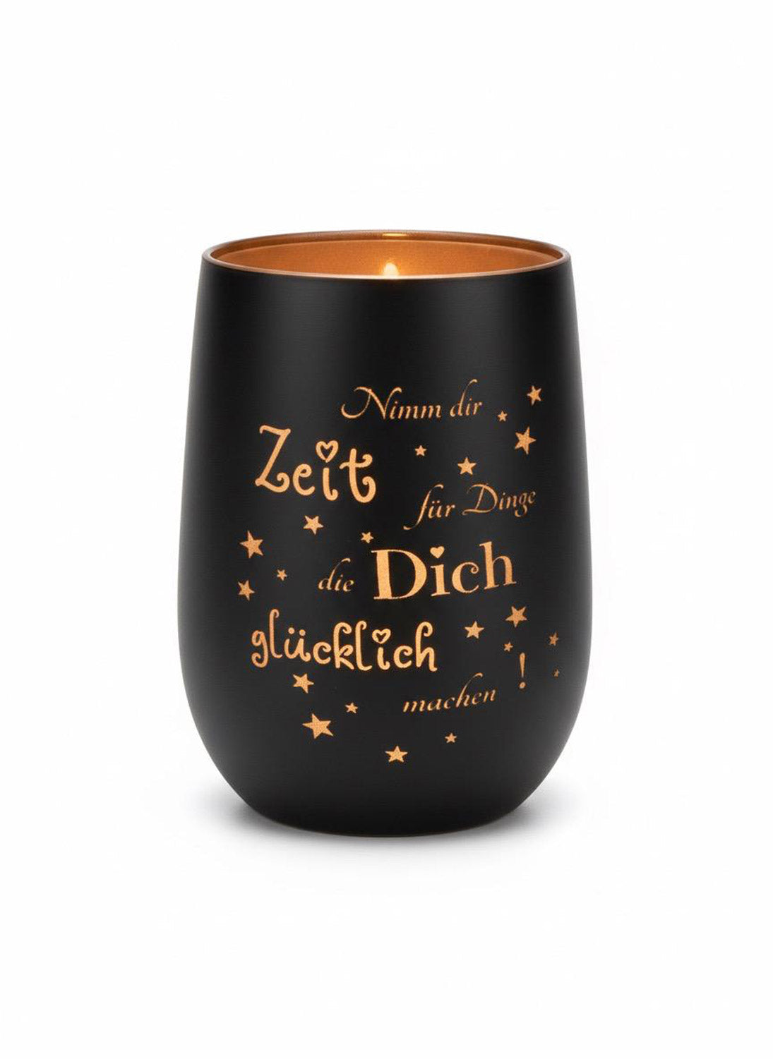 Windlicht Trinkglas - Nimm dir Zeit für Dinge die Dich glücklich machen