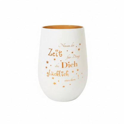 Windlicht Trinkglas - Nimm dir Zeit für Dinge die Dich glücklich machen