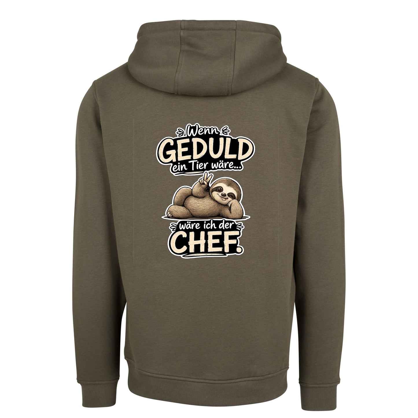 Statement Hoodie Geduld Chef Faultier Frontprint & Backprint | Unisex