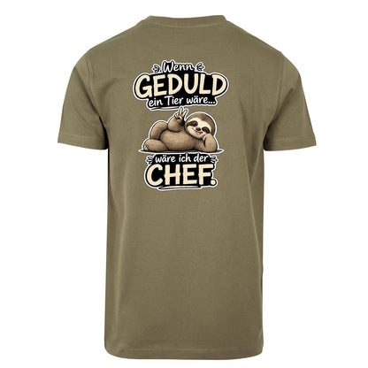 Statement T-Shirt Shirt Geduld Chef Faultier Frontprint & Backprint | Unisex