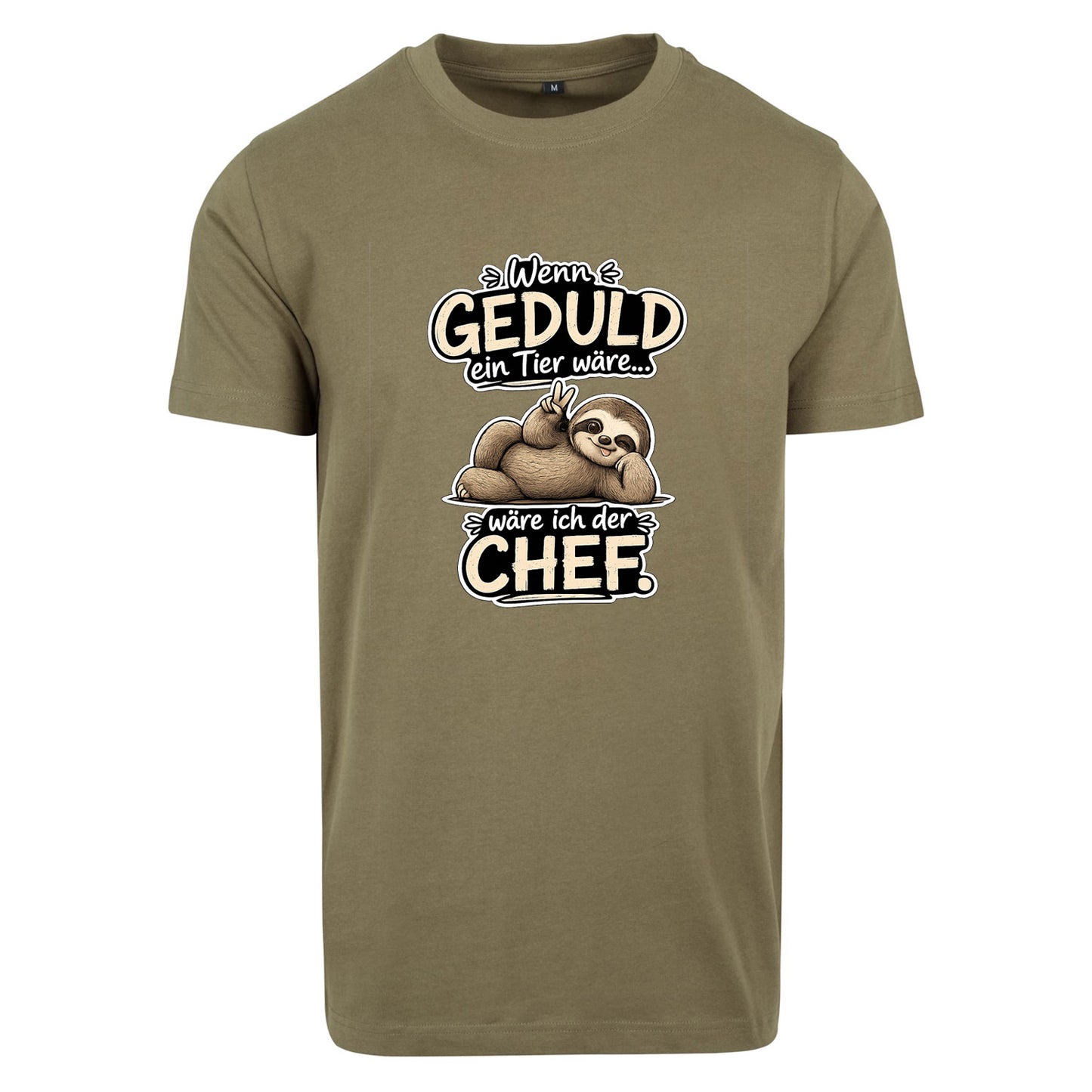 Statement T-Shirt Shirt Geduld Chef Faultier Frontprint & Backprint | Unisex