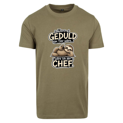Statement T-Shirt Shirt Geduld Chef Faultier Frontprint & Backprint | Unisex