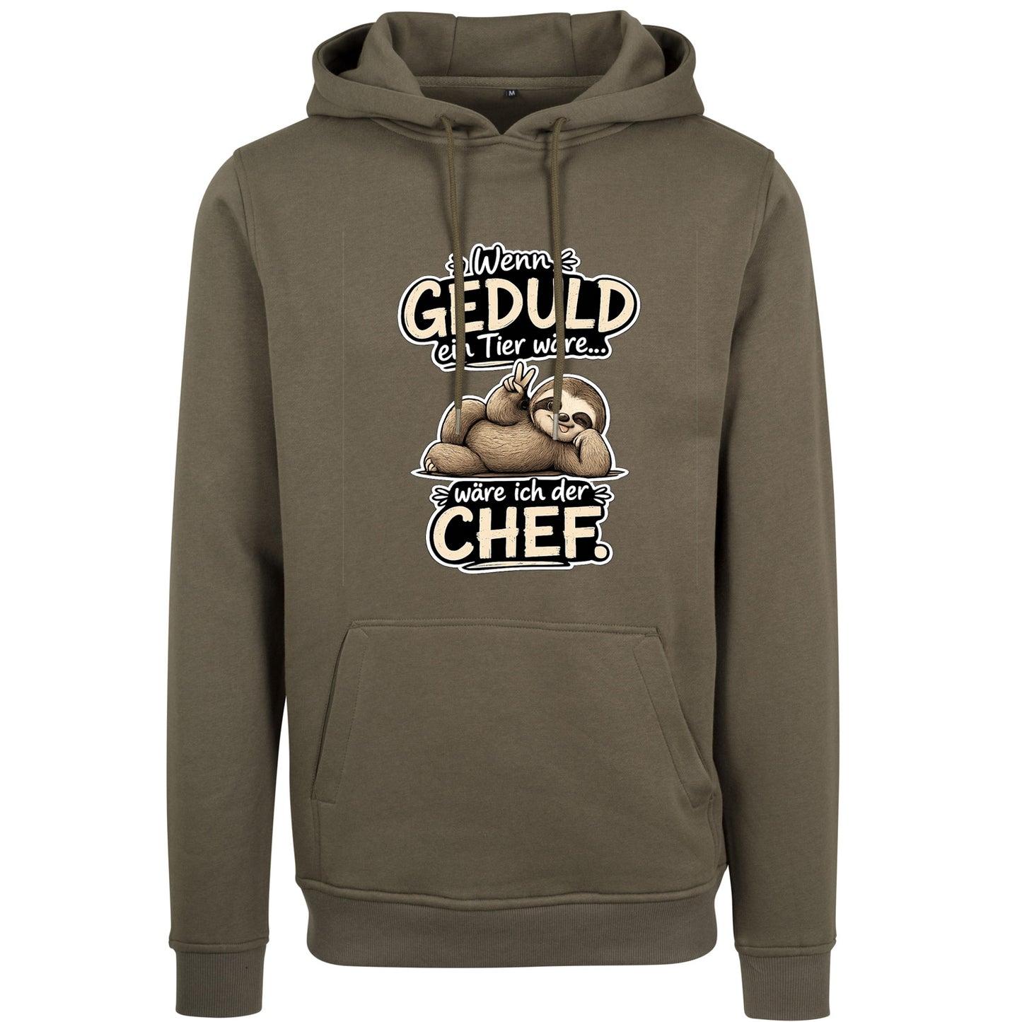 Statement Hoodie Geduld Chef Faultier Frontprint & Backprint | Unisex