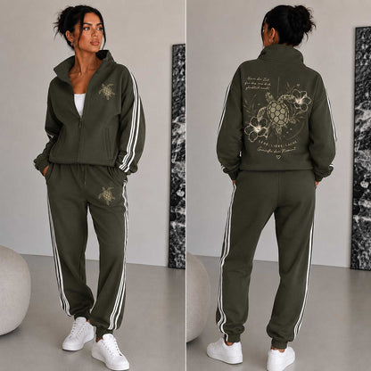 Statement Jogginganzug Schildkröte Nimm dir Zeit... Frontprint & Backprint | Unisex