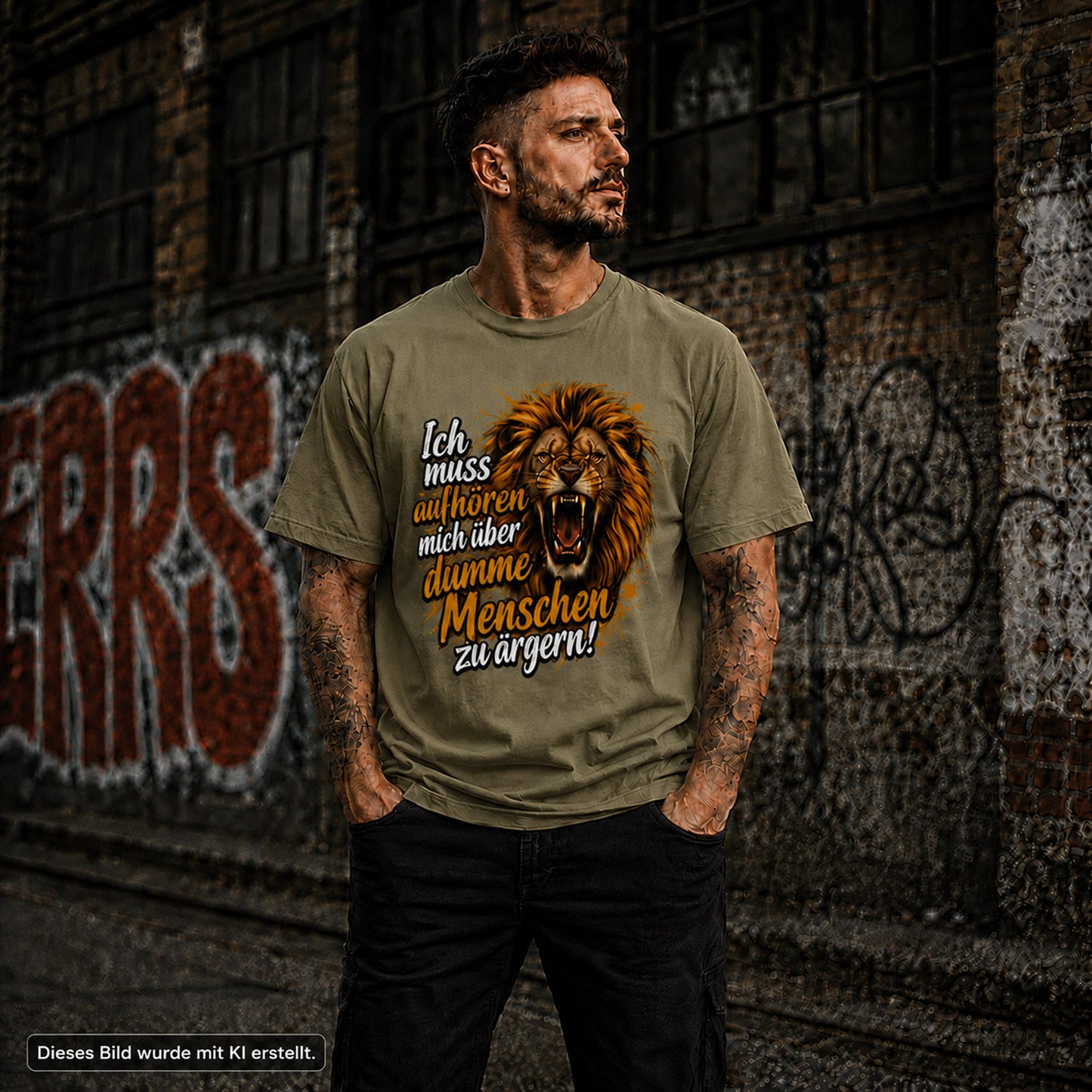 T-Shirt Löwe Menschen Statement Unisex