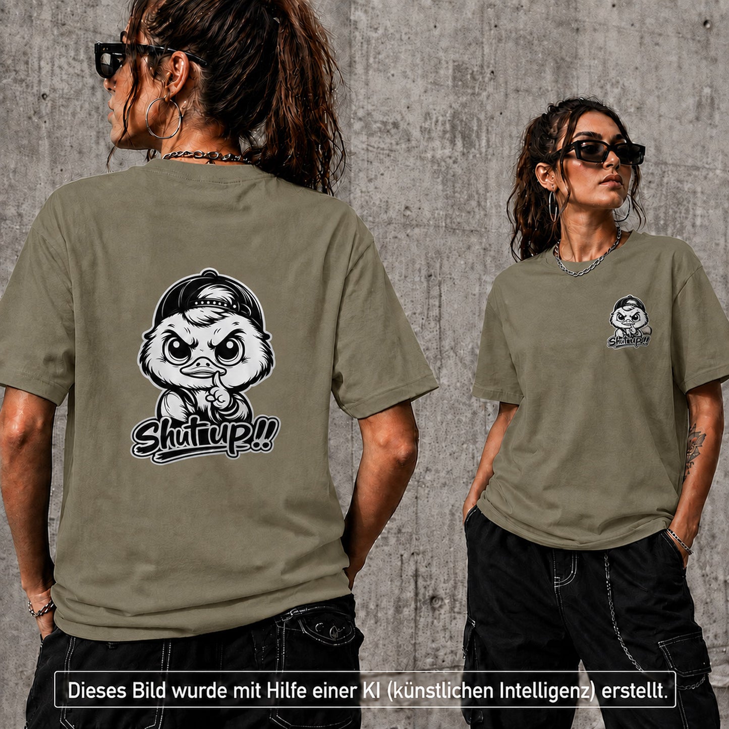 T-Shirt Shirt Duck Shut up Frontprint & Backprint | Unisex
