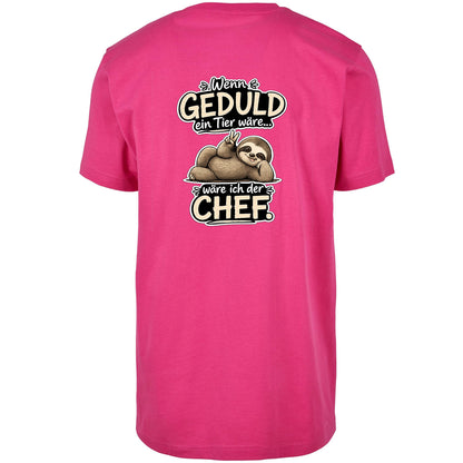 Statement T-Shirt Shirt Geduld Chef Faultier Frontprint & Backprint | Unisex