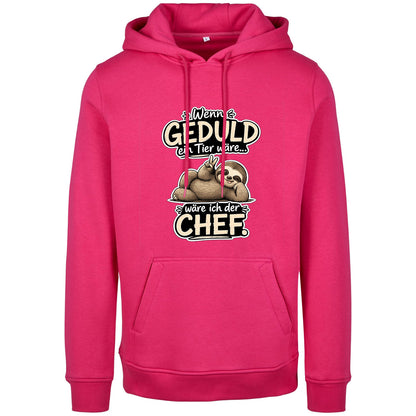 Statement Hoodie Geduld Chef Faultier Frontprint & Backprint | Unisex