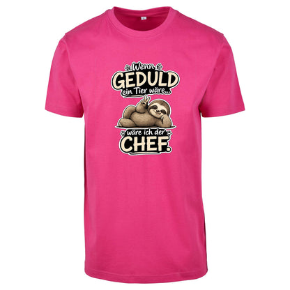Statement T-Shirt Shirt Geduld Chef Faultier Frontprint & Backprint | Unisex
