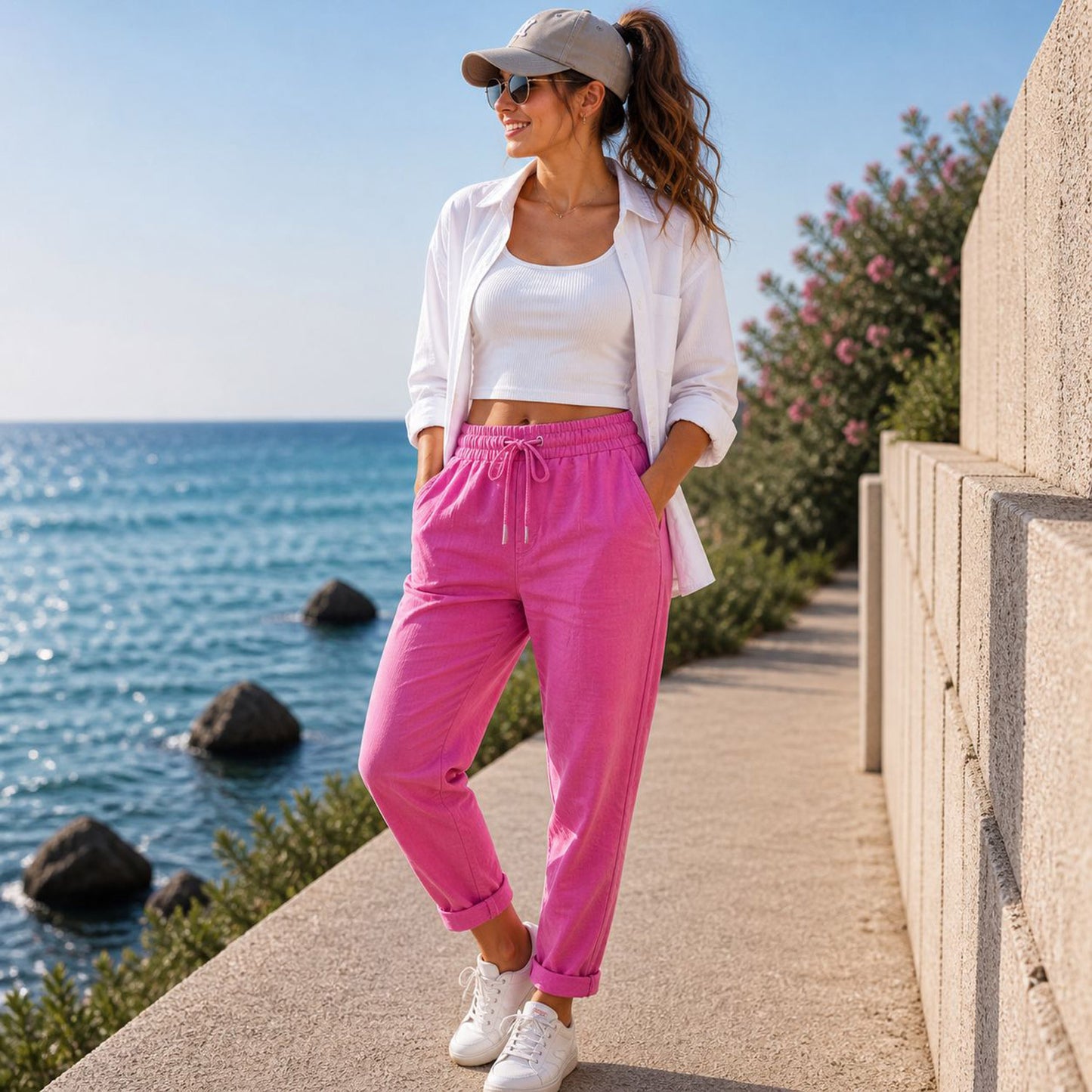 Damen Schlupfhose Größe 38-42 – bequeme Freizeithose mit elastischem Bund