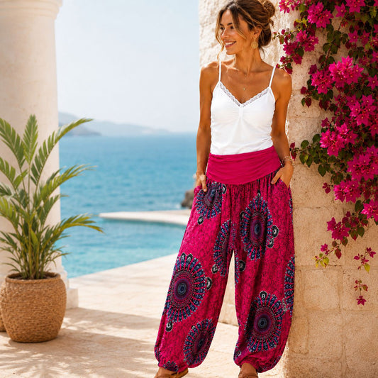 Damen Haremshose / Pluderhose Tragbar von 38 - 46/48 - bequeme Freizeithose mit elastischem Bund (Kopie)
