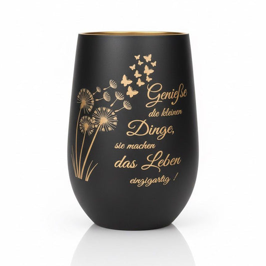Windlicht Trinkglas - Pusteblume .. Genieße das Leben..