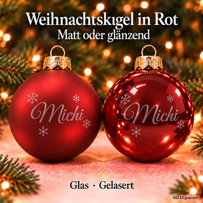 Personalisierte Weihnachtskugel aus Glas mit Wunschtext | Lasergravur