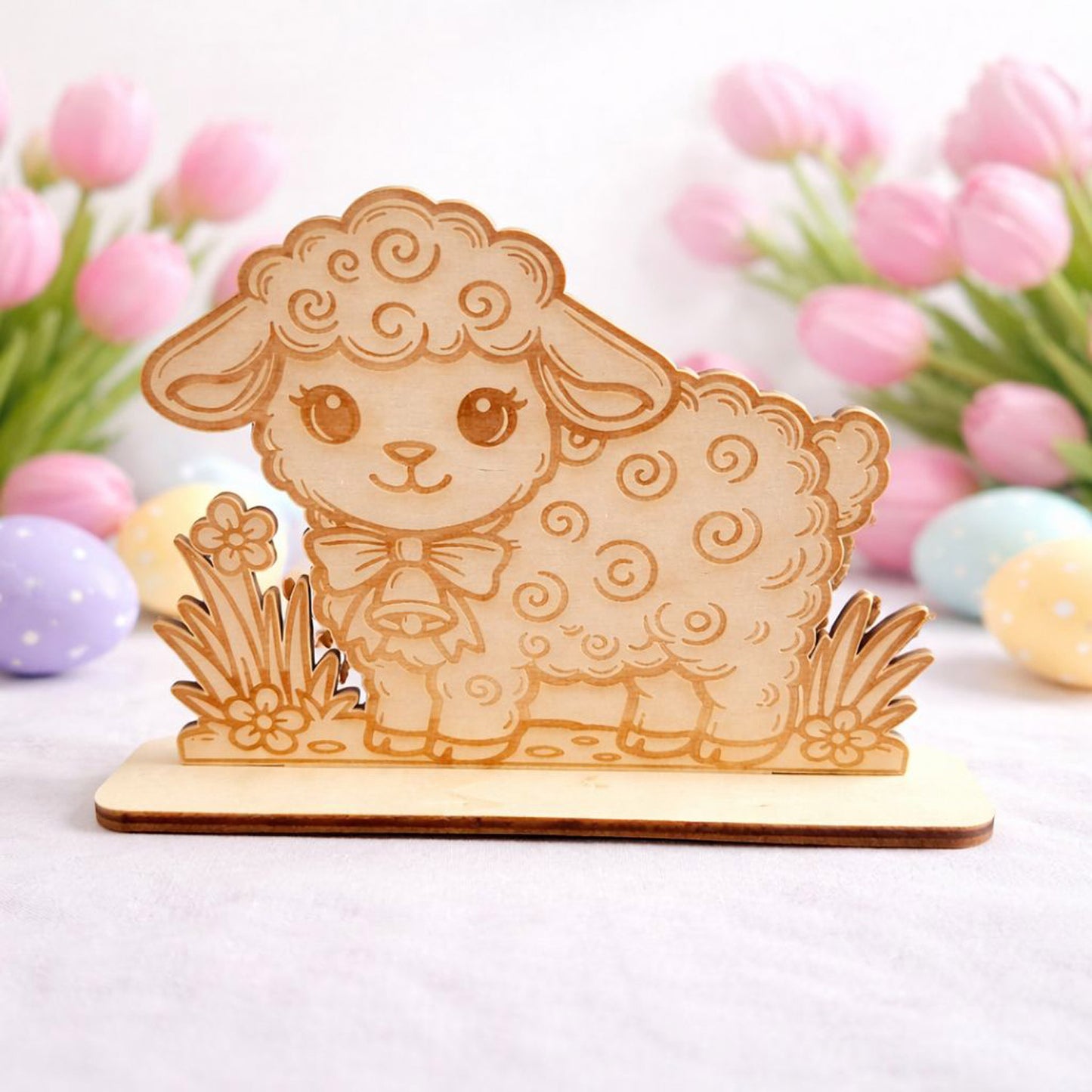 Holz Aufsteller Hase Schaf Ostern Deko gelasert