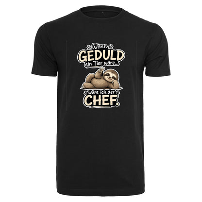Statement T-Shirt Shirt Geduld Chef Faultier Frontprint & Backprint | Unisex