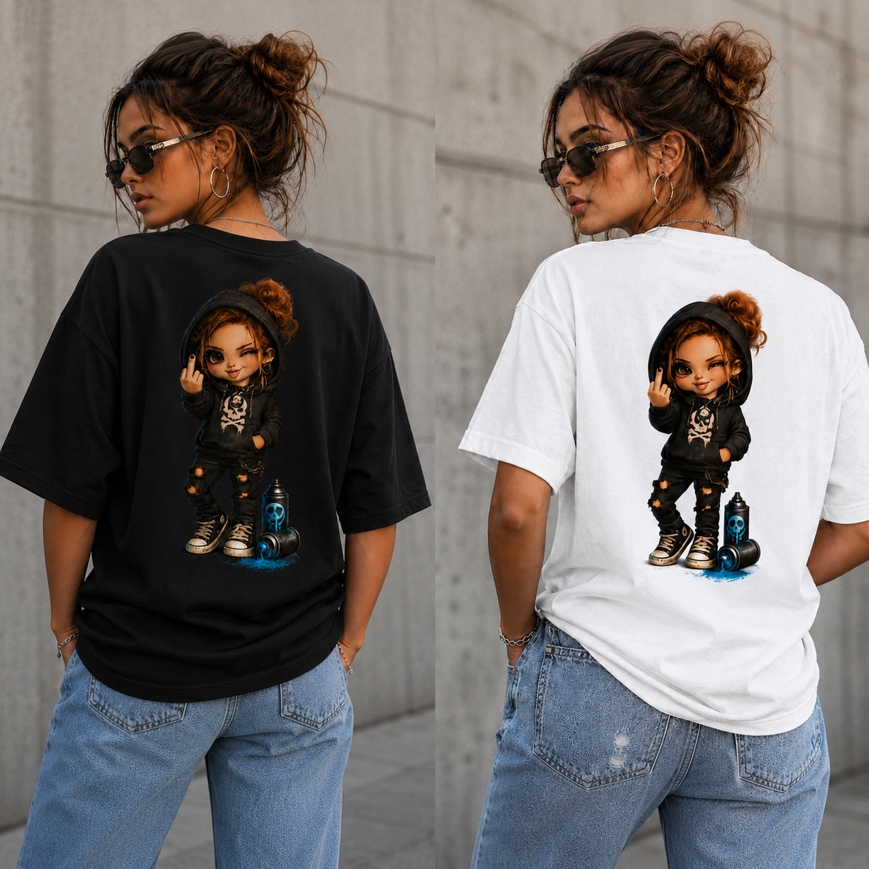Badass Chibi Girl T-Shirt | Frontprint & Backprint | Unisex