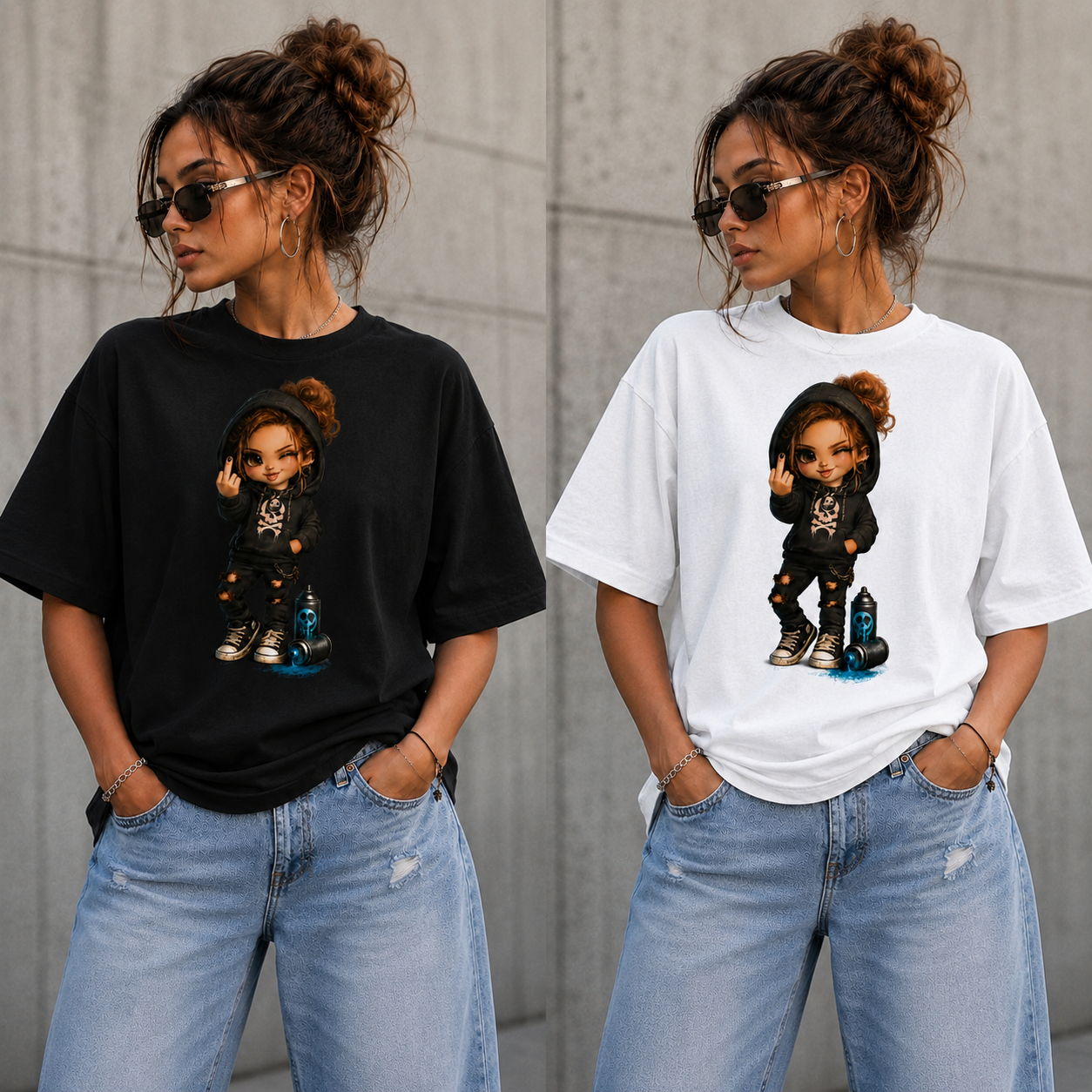 Badass Chibi Girl T-Shirt | Frontprint & Backprint | Unisex