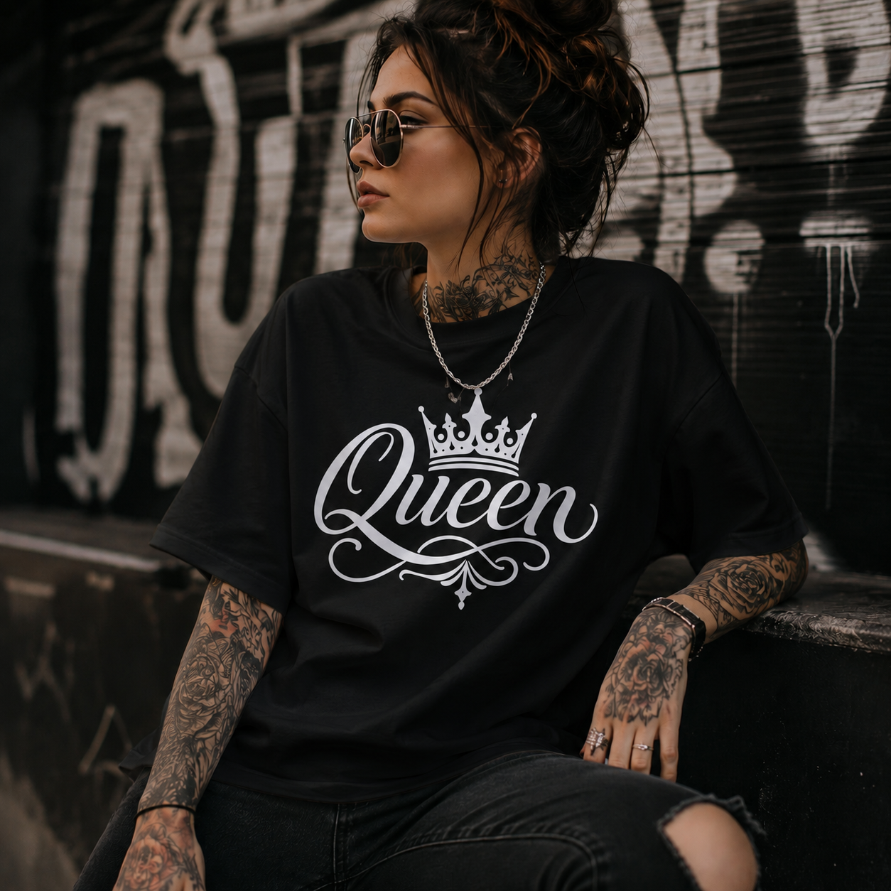 Statement Queen Krone  T-Shirt Shirt Frontprint & Backprint | Unisex