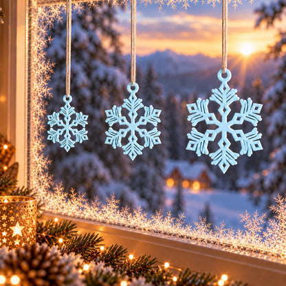 Schneeflocken zum Aufhängen – 3D-Druck | Weiß & Hellblau