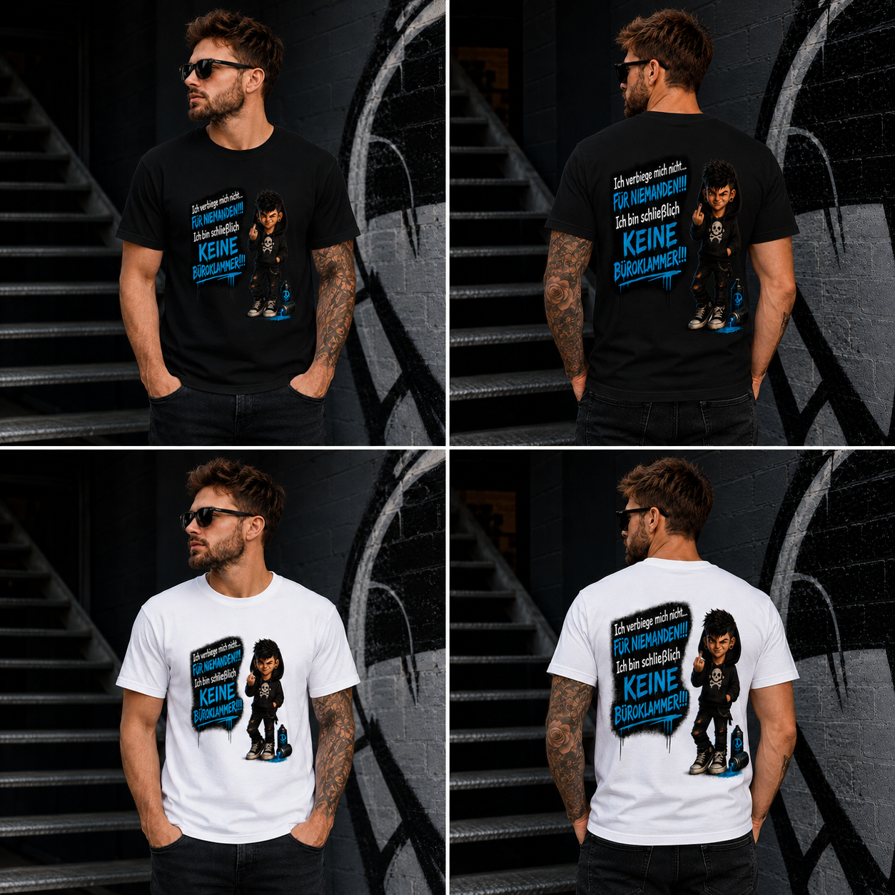 Statement T-Shirt Ich verbiege mich nicht... männlich  Frontprint & Backprint Unisex