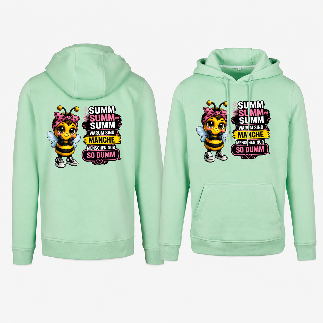 Statement Hoodie Biene Dumm weiblich Hoodie Frontprint & Backprint | Unisex
