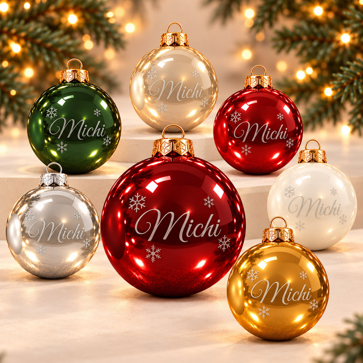 Personalisierte Weihnachtskugel aus Glas mit Wunschtext | Lasergravur
