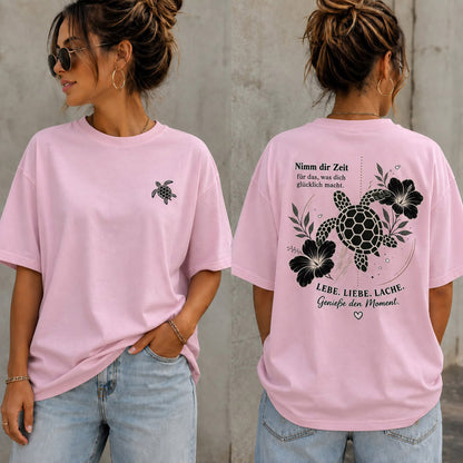 Statement T-Shirt Shirt Schildkröte Nimm dir Zeit....Frontprint & Backprint | Unisex