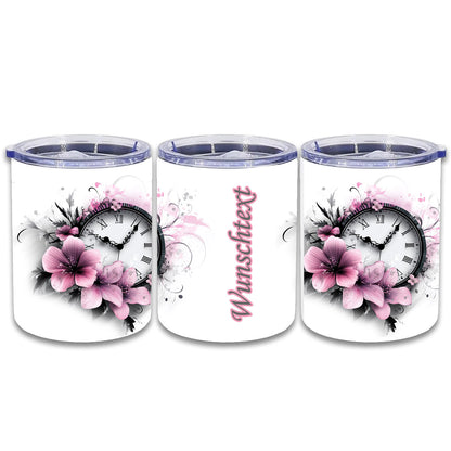 Edelstahl Thermokaffeebecher Clock Flower