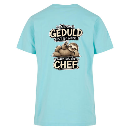 Statement T-Shirt Shirt Geduld Chef Faultier Frontprint & Backprint | Unisex