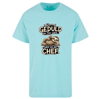 Statement T-Shirt Shirt Geduld Chef Faultier Frontprint & Backprint | Unisex