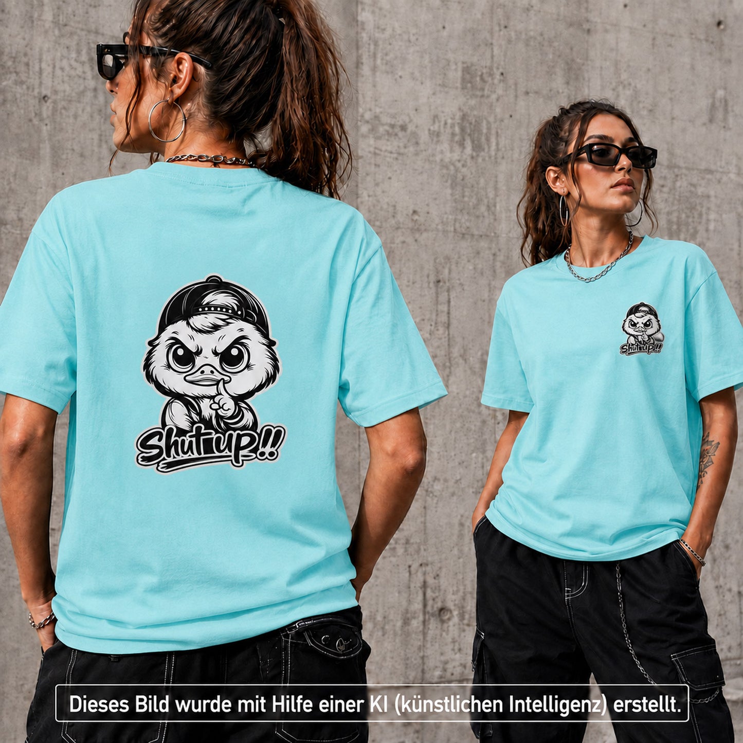 T-Shirt Shirt Duck Shut up Frontprint & Backprint | Unisex