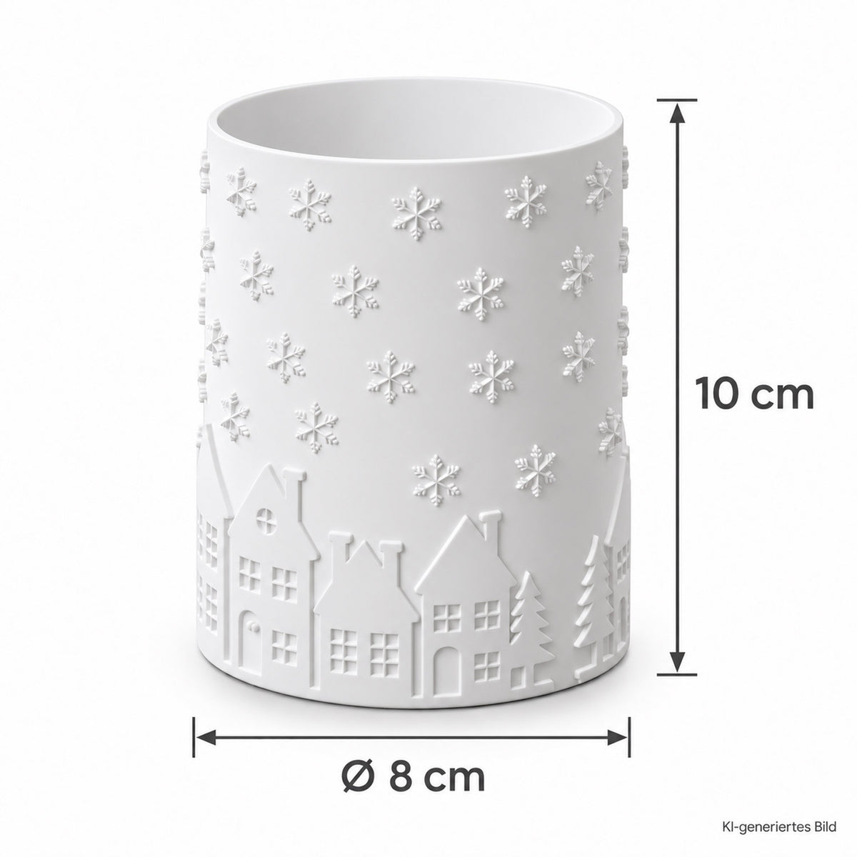 Winter Windlicht mit Winterdorf & Schneeflocken | 3D-Druck