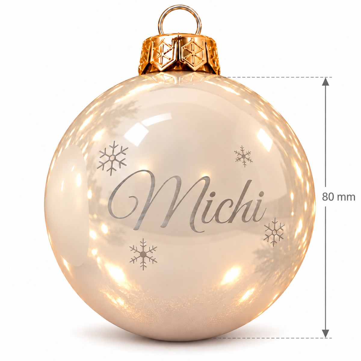 Personalisierte Weihnachtskugel aus Glas mit Wunschtext | Lasergravur