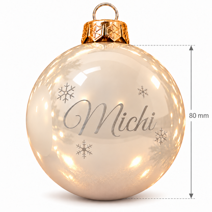 Personalisierte Weihnachtskugel aus Glas mit Wunschtext | Lasergravur