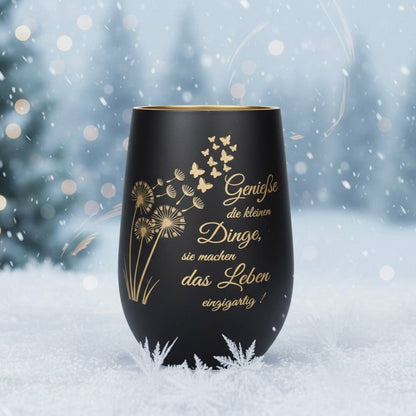 Windlicht Trinkglas - Pusteblume .. Genieße das Leben..