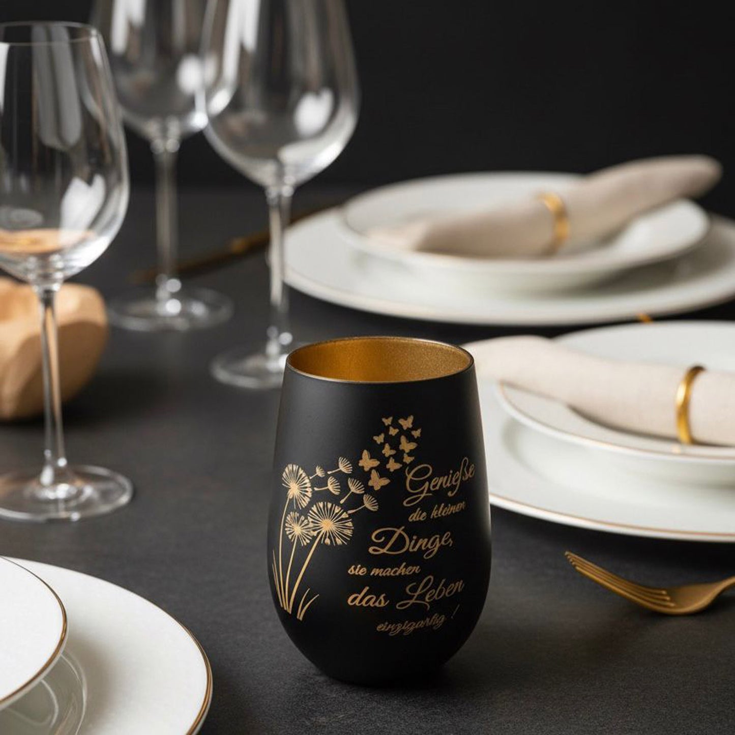 Windlicht Trinkglas - Pusteblume .. Genieße das Leben..