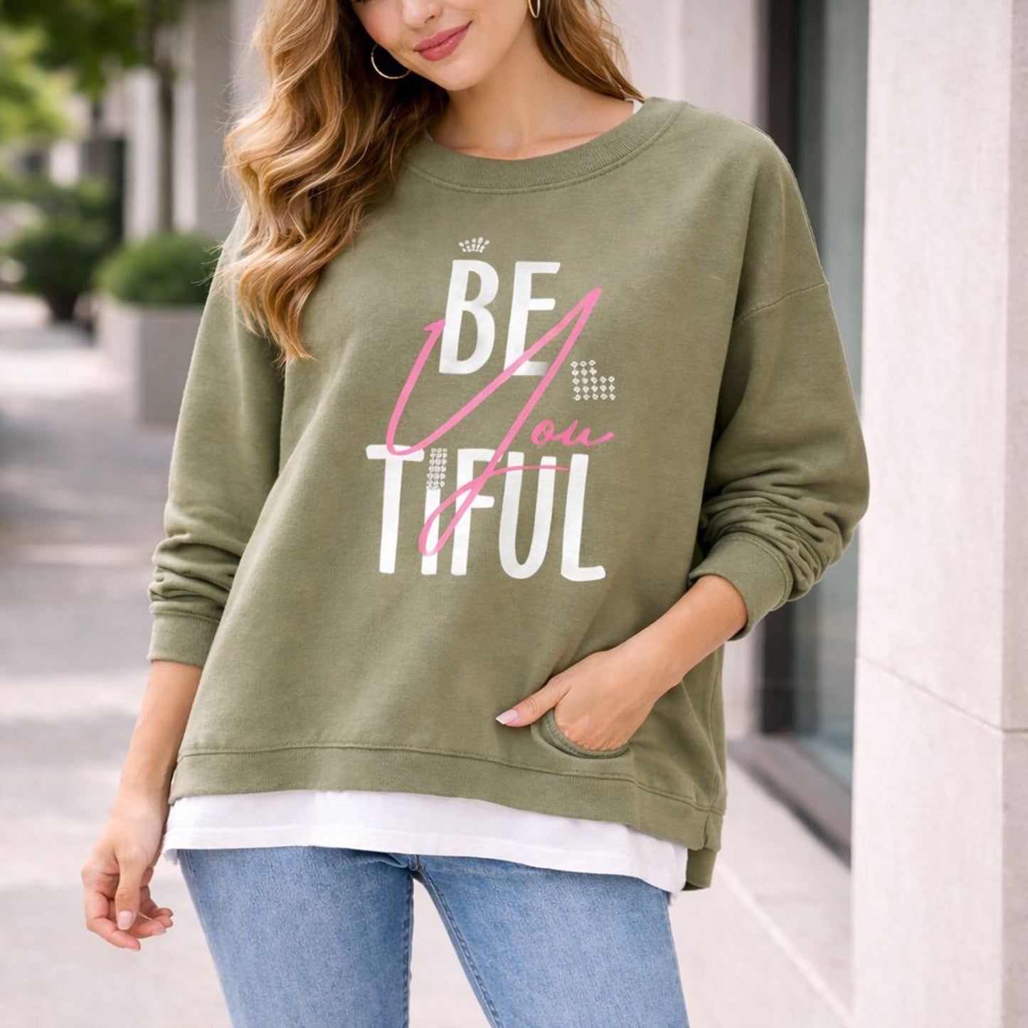 Sweatshirt mit Kapuze - Beautiful - Tragbar bis Größe 46