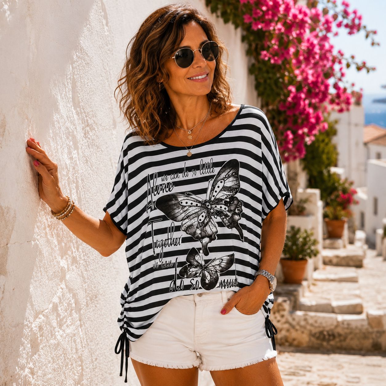 Pam - Neon Shirt Summer Schmetterling - Tragbar von 38/40 bis 46/48