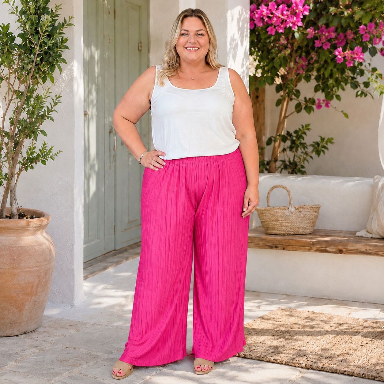 Filia - Luftige Plissee Hose – weiter Schnitt & elastischer Bund-  48 - 52/54