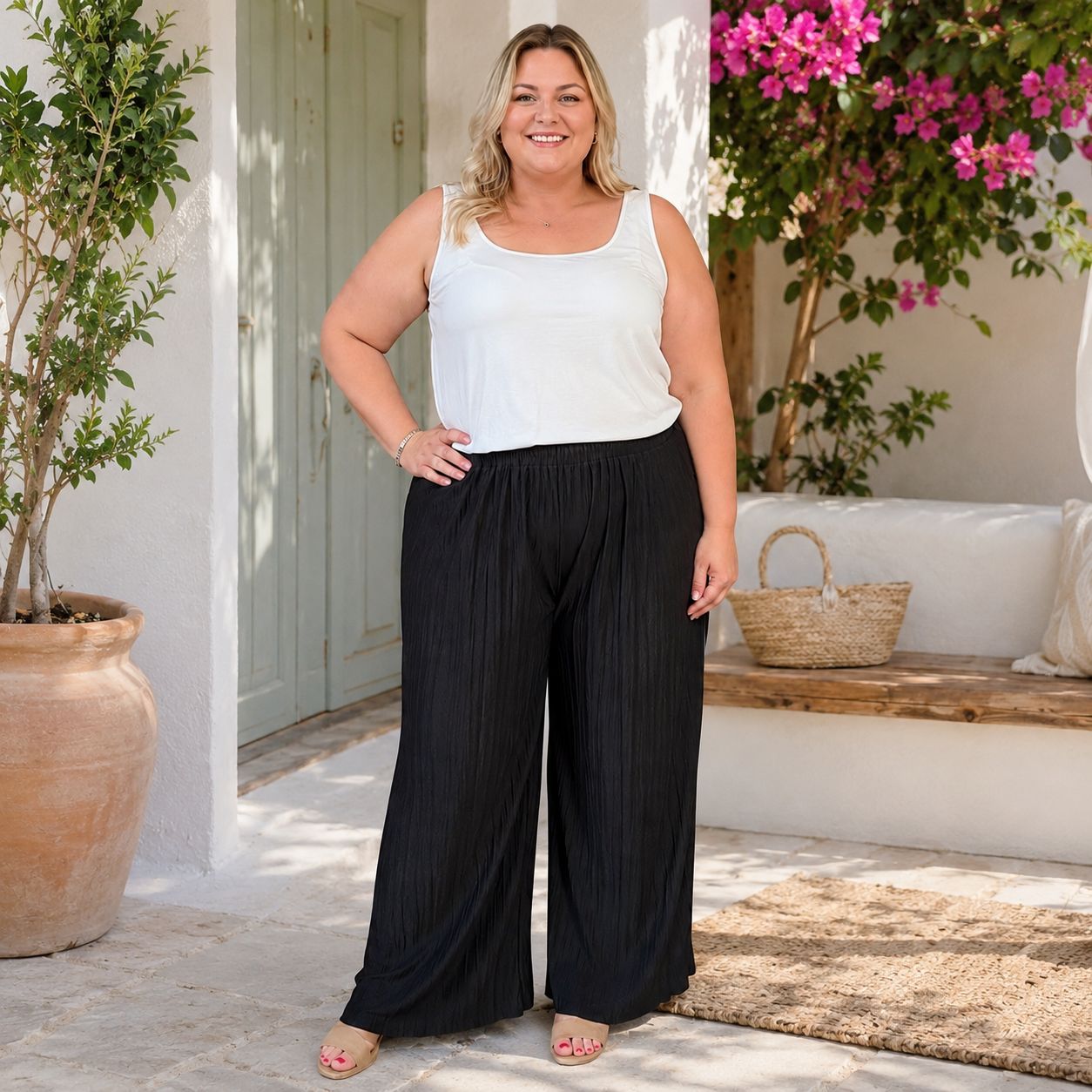 Filia - Luftige Plissee Hose – weiter Schnitt & elastischer Bund-  48 - 52/54