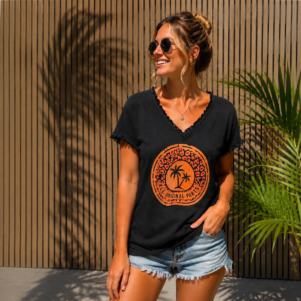 Anna - Lässiges Shirt mit Frontprint - Tragbar von  Größe 38 - 44/46